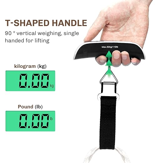 Luggage scale with a built-in temperature sensor for accurate readings