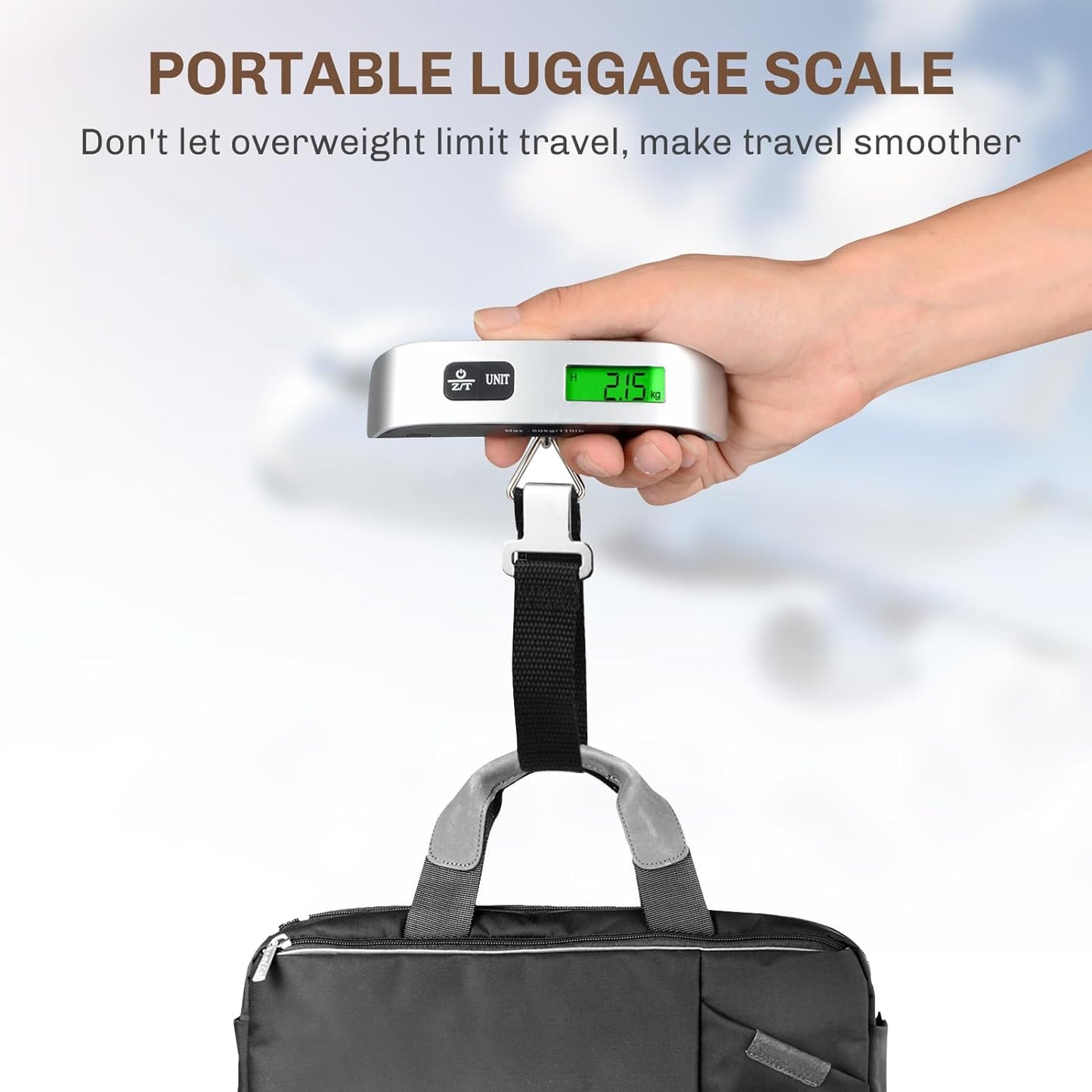 Luggage scale equipped with a comfortable ergonomic T-handle