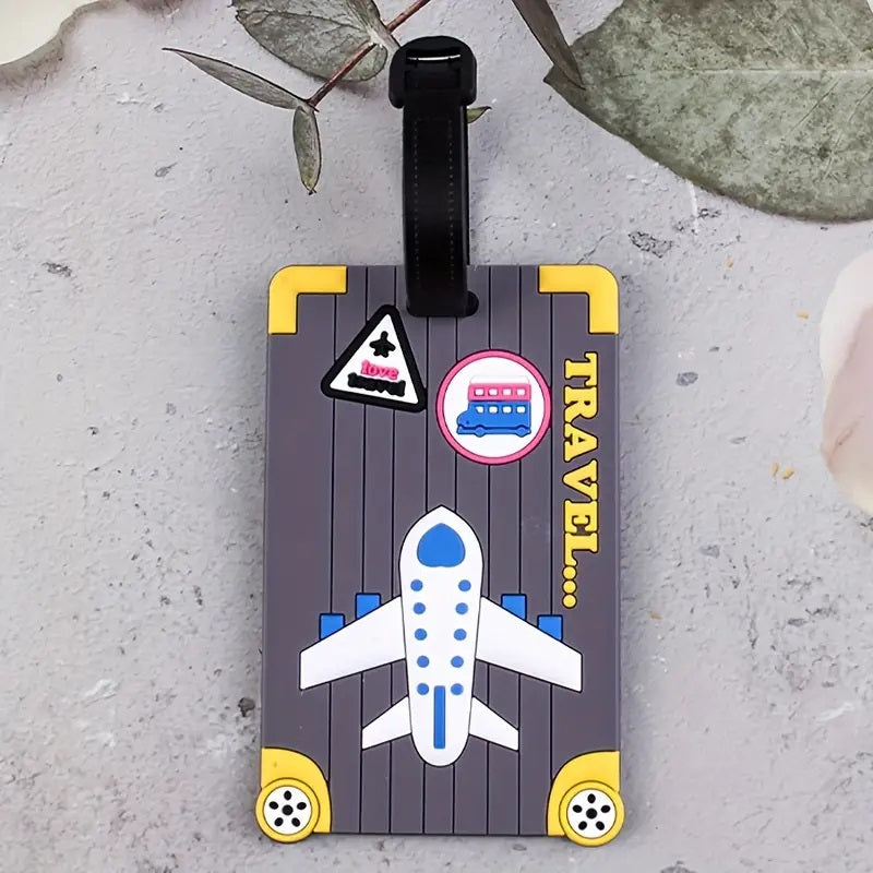 Luggage tag featuring fun travel-themed designs inspired by boarding passes