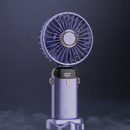 Mini fan featuring an LED display for battery and speed mode