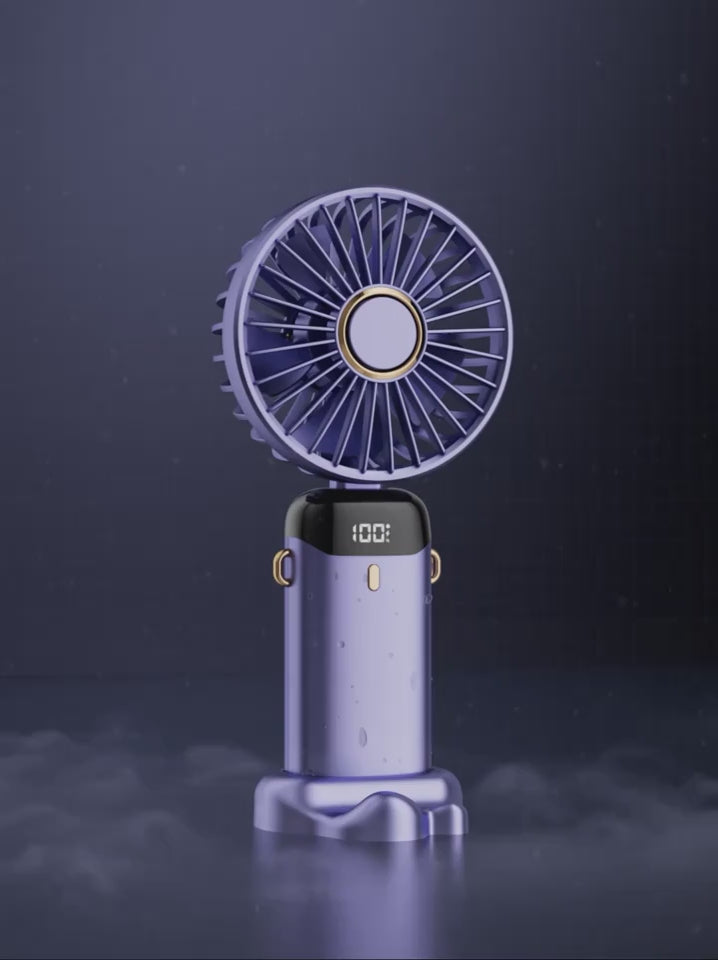 Mini fan featuring an LED display for battery and speed mode